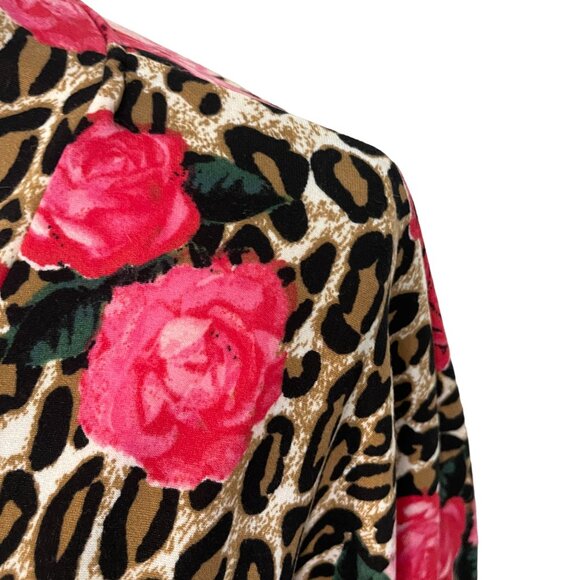Brigette Brianna Floral Animal Print Robe Women L? Ruffle Sleeve Hem USA - Picture 3 of 8